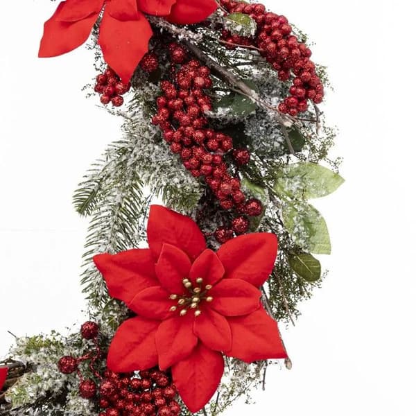 Julkrans poinsettia D50cm Feeric lights & jul