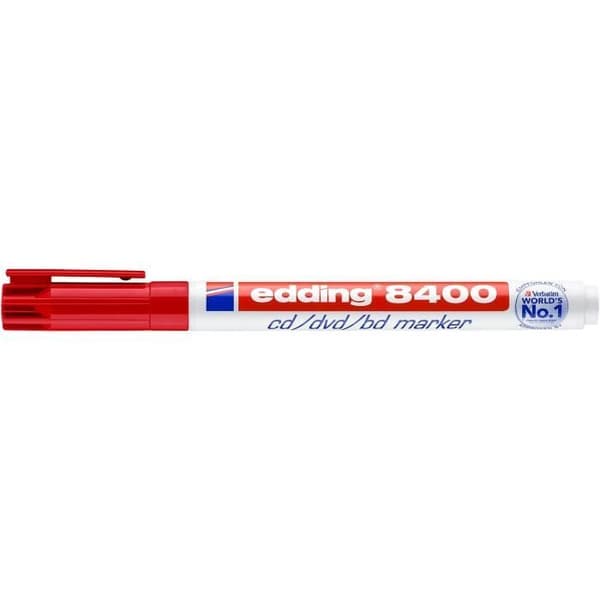 CD/DVD/BD-markör - EDDING - 8400 - Röd - Spets 0,5-1 mm - Permanent bläck