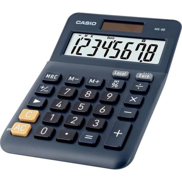 Casio MS-8E Desktop-kalkylator mörkblå Display: 8 solar (L x B) 101 mm x 149 mm