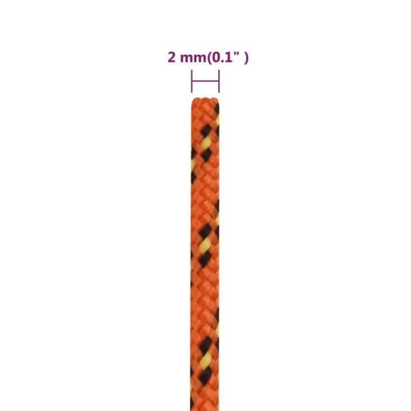 152635 vidaXL Båtrep Orange 2 mm 25 m Polypropen