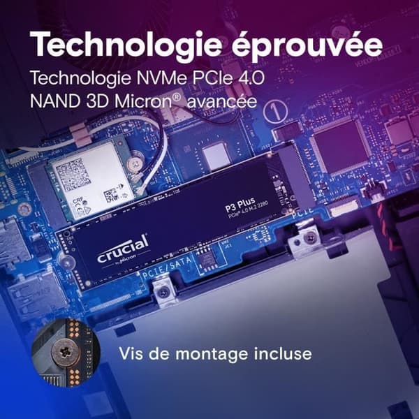 CRUCIAL P3 Plus 2TB PCIe 4.0 NVMe M.2 2280 SSD-hårddisk