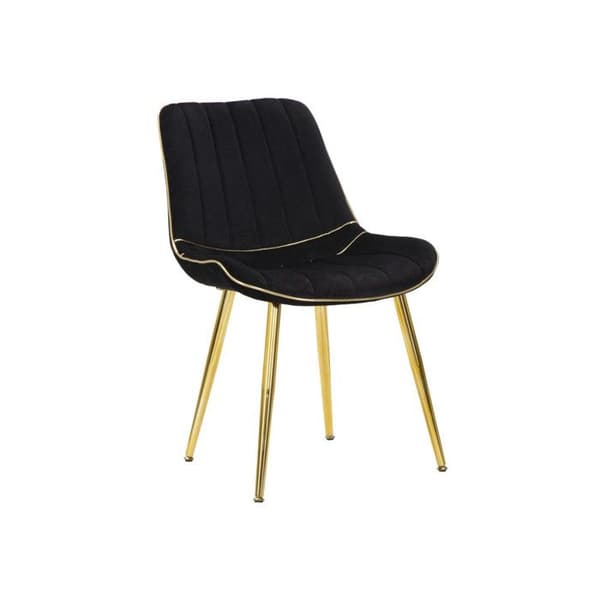 Set med 2 Stolar i Tyg "Paris" 79cm Svart & Guld