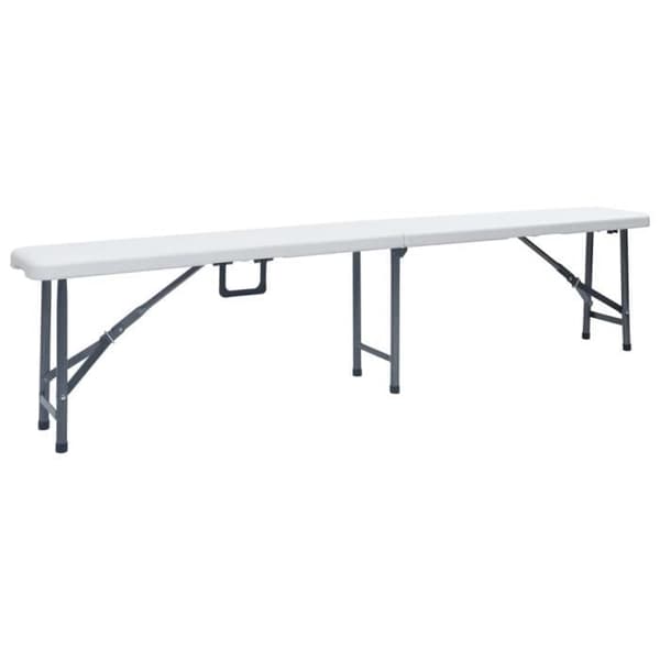 vidaXL Fällbara trädgårdsbänkar 2 st 180 cm PEHD Vit