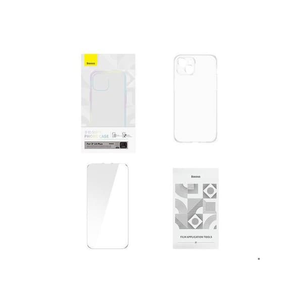 Magnetiskt skal - BASEUS - iPhone 14 Plus - Transparent - Magnetisk - Härdat glas