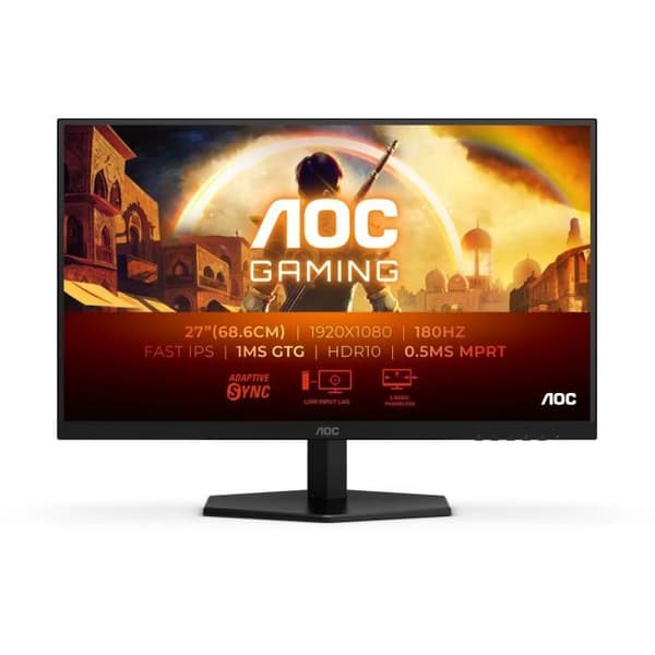 Spel-PC-skärm - AOC - 27" - FHD - 180Hz - Snabb IPS-panel - 0,5ms - 27G42E