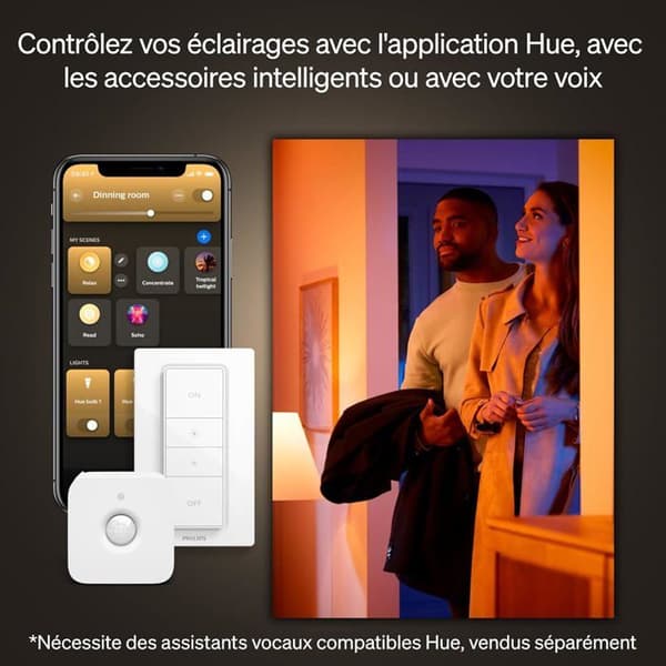 Philips Hue Xamento 1-pack inbyggda spotlights vit, smarta badrumslampor