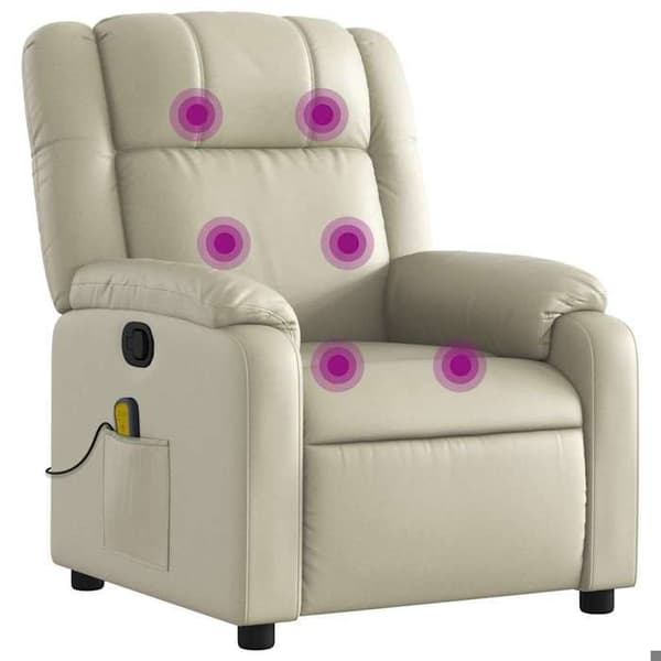 vidaXL massagefåtölj kräm konstläder 373530