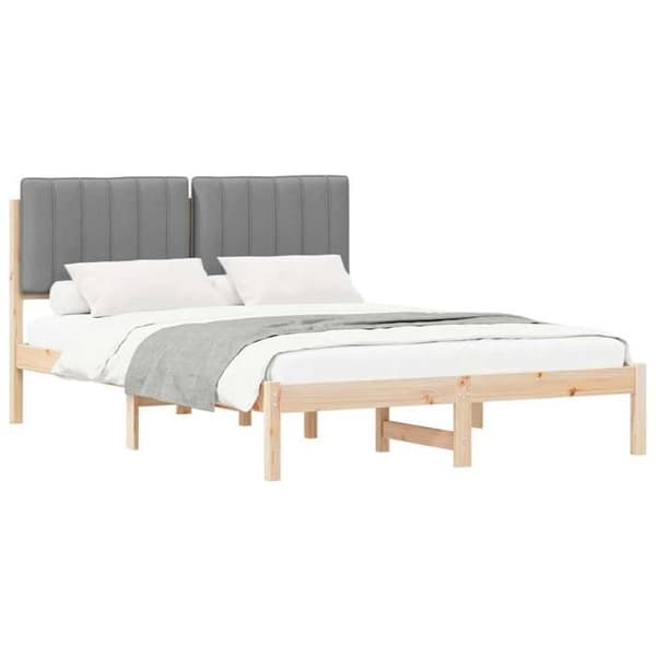 vidaXL Sängram med stoppad huvudgavel Ljusgrå, Sovrum, Rektangulär, Modern, Hållbar 878044