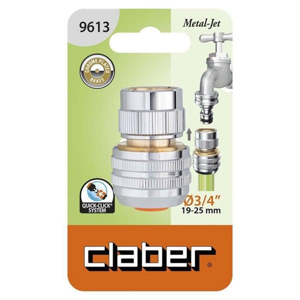 Automatisk koppling - Claber - Slang Diameter 19 mm - Förkromad mässing