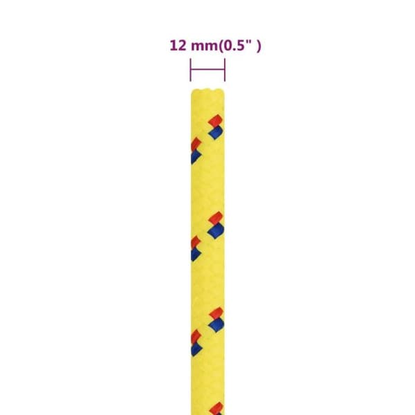 152619 vidaXL Båtline Gul 12 mm 100 m Polypropen