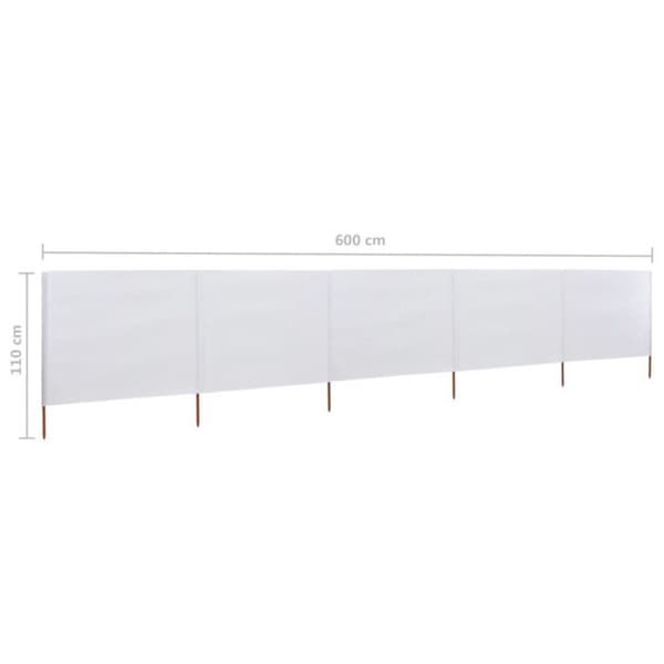 vidaXL 5 Panel Rumsavdelare Tyg 600x80 cm Sandvit