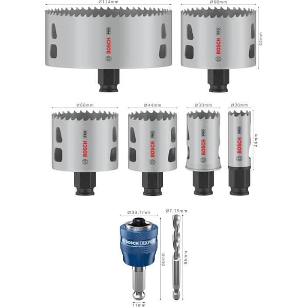 Coffret med hålsågar - Bosch - PRO Multi Material - 8 delar - Ø 20 till 114 mm - Power Change Plus