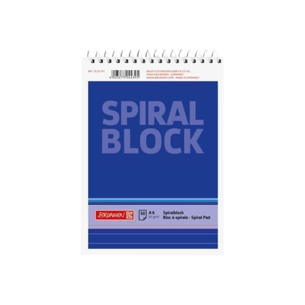 Spiralblock - Brunnen - A6 - 50 ark - graderad - blå