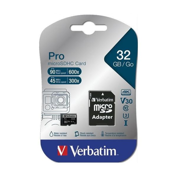 Verbatim Pro 32GB microSDHC UHS Speed Class 3 minneskort