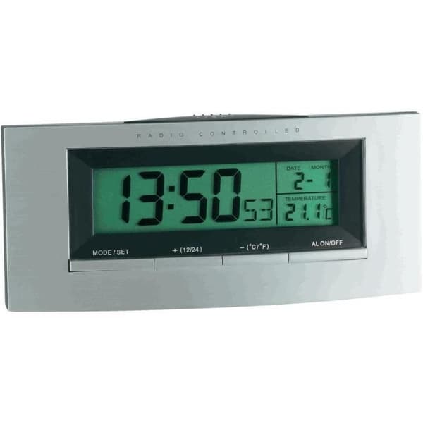 Radiostyrd väckarklocka TFA Dostmann 98.1030 silver, svart