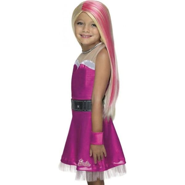 BARBIE Peruk Barn Prinsessa blond och rosa lång peruk