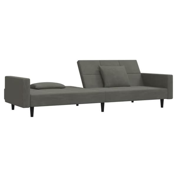 vidaXL 2-sits bäddsoffa med två kuddar mörkgrå sammet 375817
