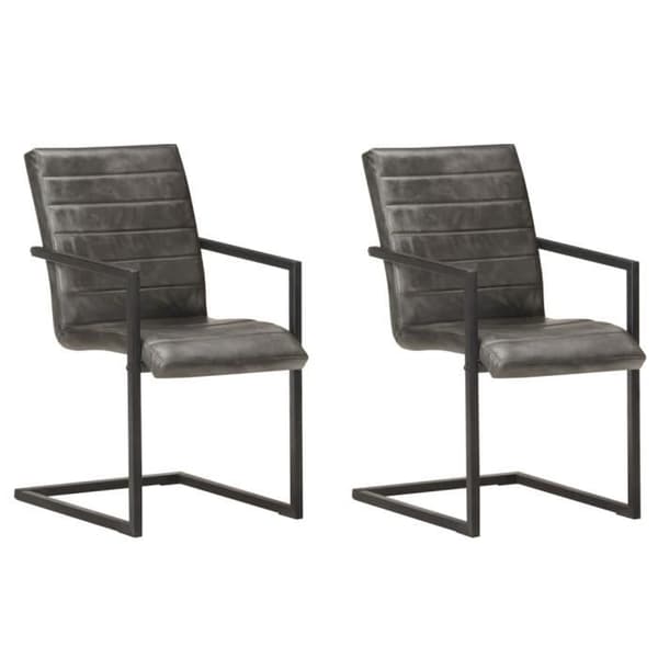 vidaXL Cantilever Matstolar 2 st Grått Äkta Läder