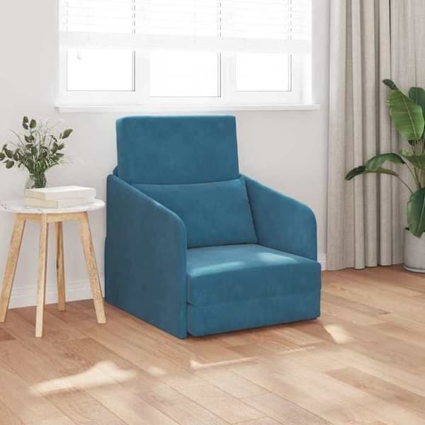 Soffa-säng 2 i 1 Blå 65x80x83 cm Sammet