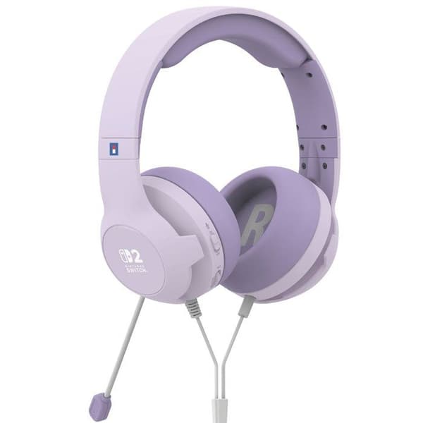 Gaming Headset - Trådad - Nintendo Switch 2 - Hori - Flexibel mikrofon - Lavendel