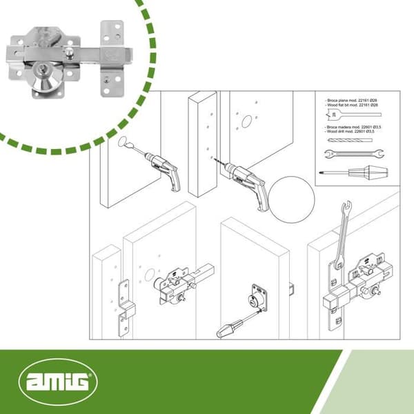 Lås - AMIG - 23371 - Rund cylinder - Hög säkerhet - Anti-bumping