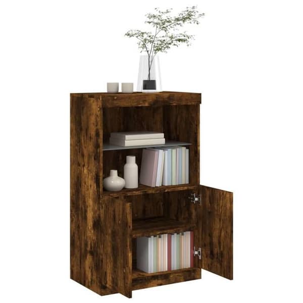 vidaXL Buffé med LED-lampor rökt ek 60,5x37x100 cm 836669