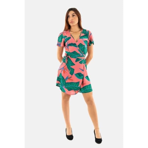 Superdry tryckt mini wrap klänning 2ko pink paradise