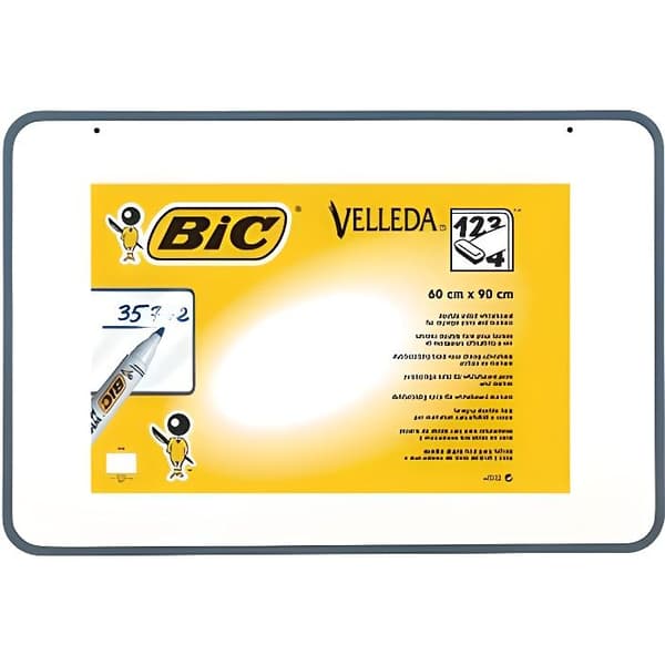 BIC dubbelsidig Velleda Board Dry Erase Surface 90x60 cm - Grå kant
