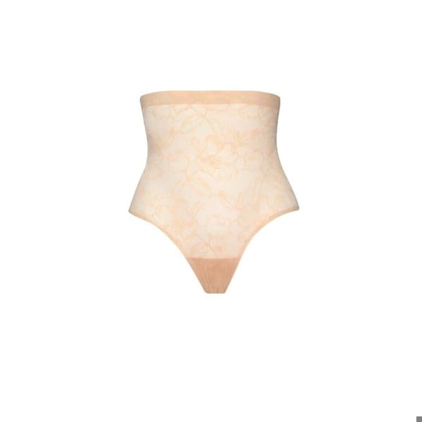 Hög midja spetsstring för kvinnor Bye Bra - beige