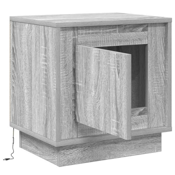 Sängbord - Grå Sonoma - 1 låda - LED - 44x34,5x45 cm