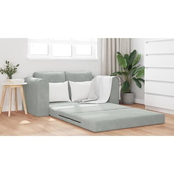 Sängsoffa på golvet 2 i 1 Ljusgrå 148x71x83 cm Sammet