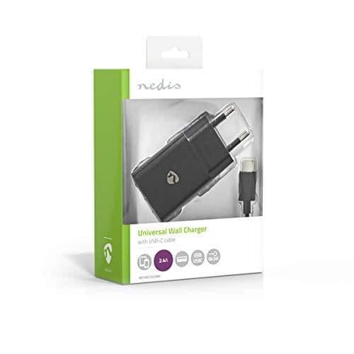 Väggladdare - 2,4 a - lös kabel - USB-c - Svart