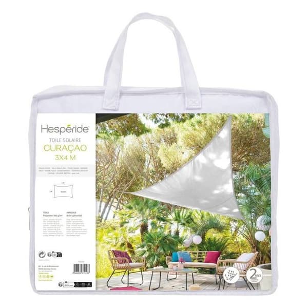 Rektangulär solskyddsduk "Curacao" vit 4x3m i polyester - Hespéride