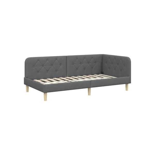 Vinkelsängram i tyg - vidaXL - Mörkgrå - 90x200 cm - L-design - Mångsidig bäddsoffa - Robust tyg