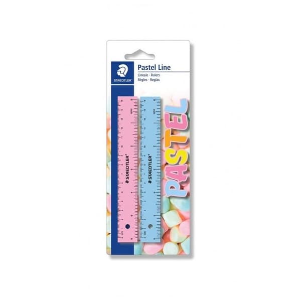 2 Platta linjaler 15 cm pastell (pack om 2)