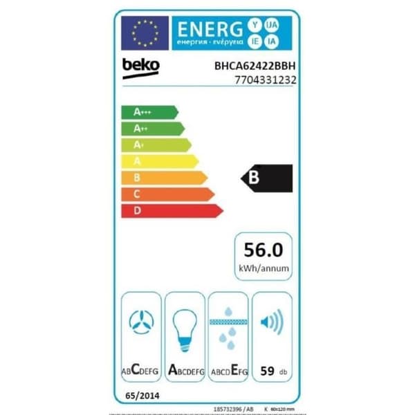BEKO BHCA62422BBH vägghuv - 60 cm