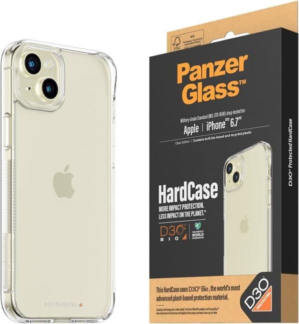 Skyddsskal - PANZER GLASS - iPhone 15 Plus - Militärstandard - Fallteststandard - Transparent utgåva