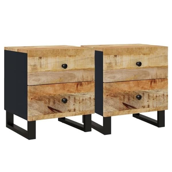 vidaXL Sängbord 2 st 40x33x46 cm Solid mangoträ 345215