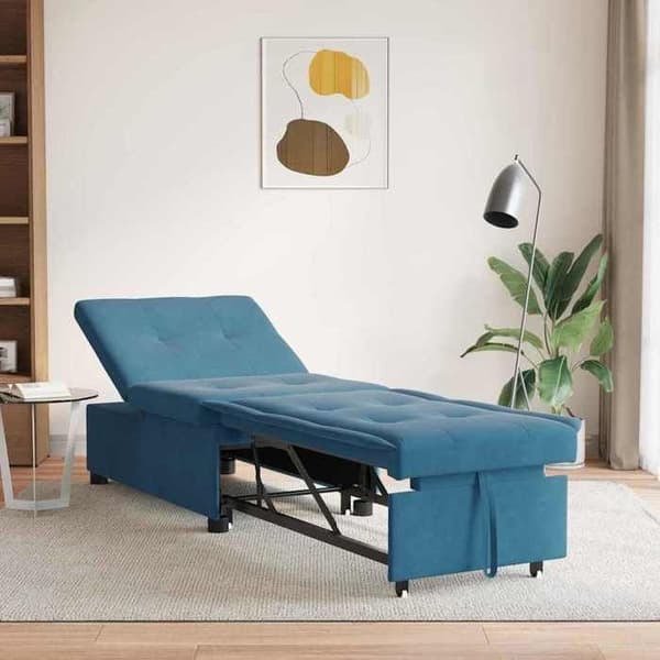 Blå Soffbed 67 x 194 x 38 cm Sammet