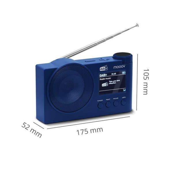 Digitalradio DAB+, FM, Bluetooth och väckarklocka - blå