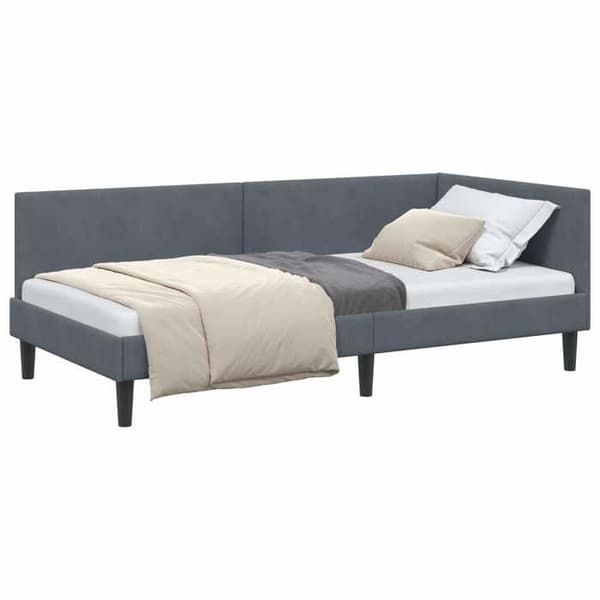 vidaXL Hörnsängram Mörkgrå 80 cm x 200 cm Sammet 42016207