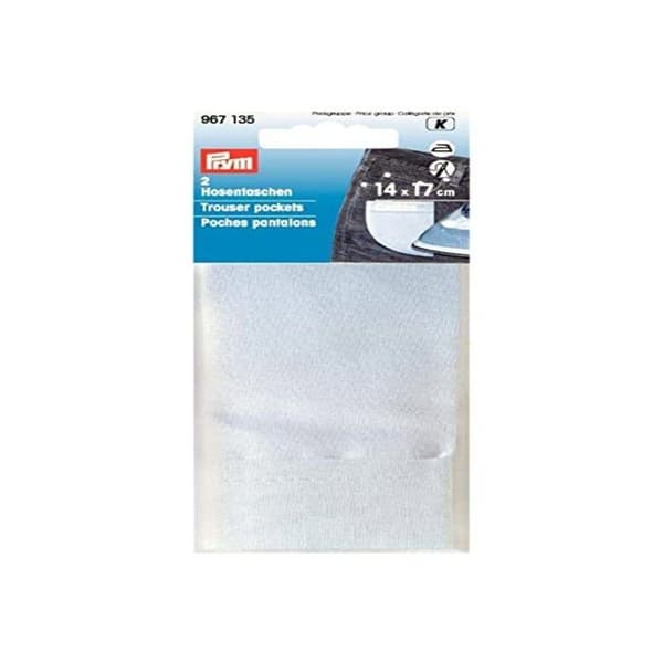 Byxfickor - Prym - Vit Bomull - Strykfritt - 14x17 cm