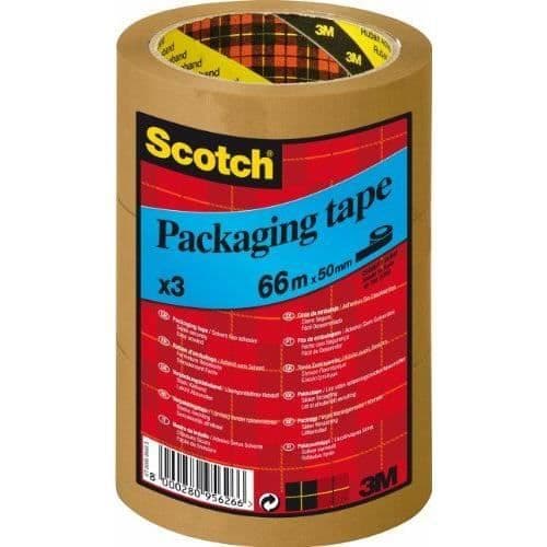 Scotch 50 mm x 66 m Brun packtejp 3 rullar