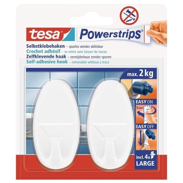 TESA 2 ovala krokar + 4 Powerstrips - Vit