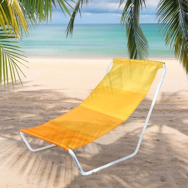 Fällbar strandstol - VILDE - 86x51,5 cm - Gul - Metallstruktur - Polyester tyg - Fällbar