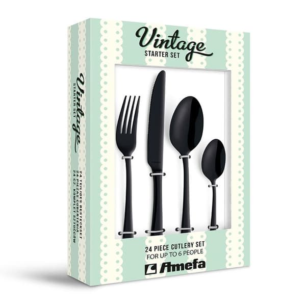 Middagssatser Austin PVD Amefa 24 bestick - Svart