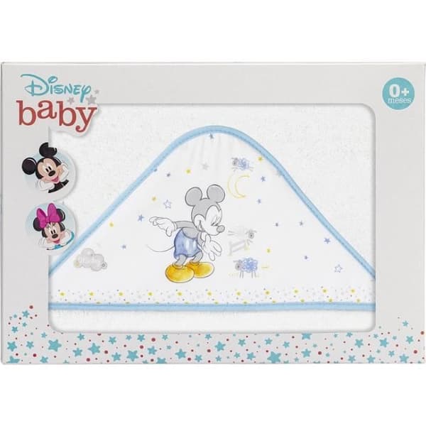 Disney Mickey Mouse junior badkappa 100 cm bomull vit/blå