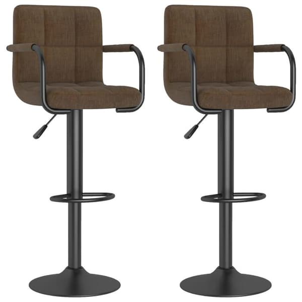 vidaXL Barstolar set om 2 brun tyg 334638