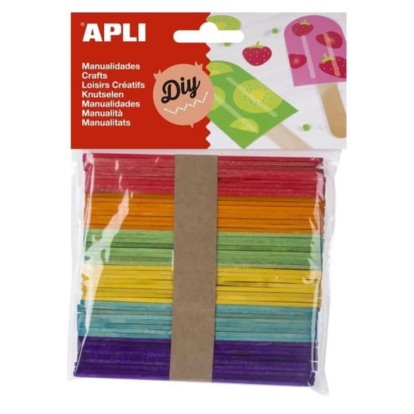APLI Påse med 50 pinnar - Trä Blandade färger
