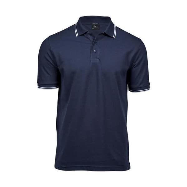 Polo Tee Jays Lyxrand Stretch - marinblå/vit
